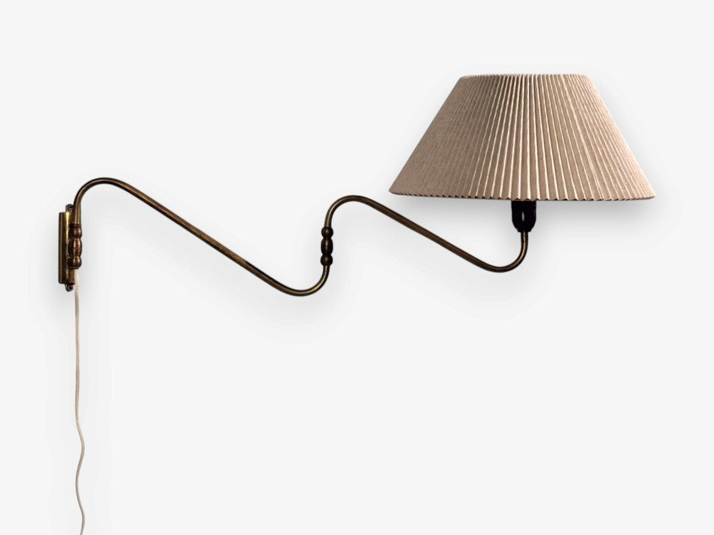 Danish Modern, Articulating Wall Light or Sconce, Patinated Brass, Denmark, 1950s