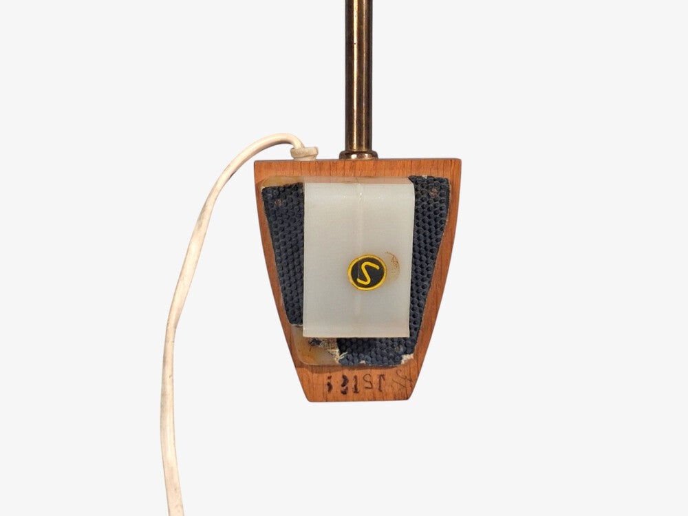 Swedish Modern, Clip-On Task Light, Brass, Wood, Glass, Sweden, 1950s