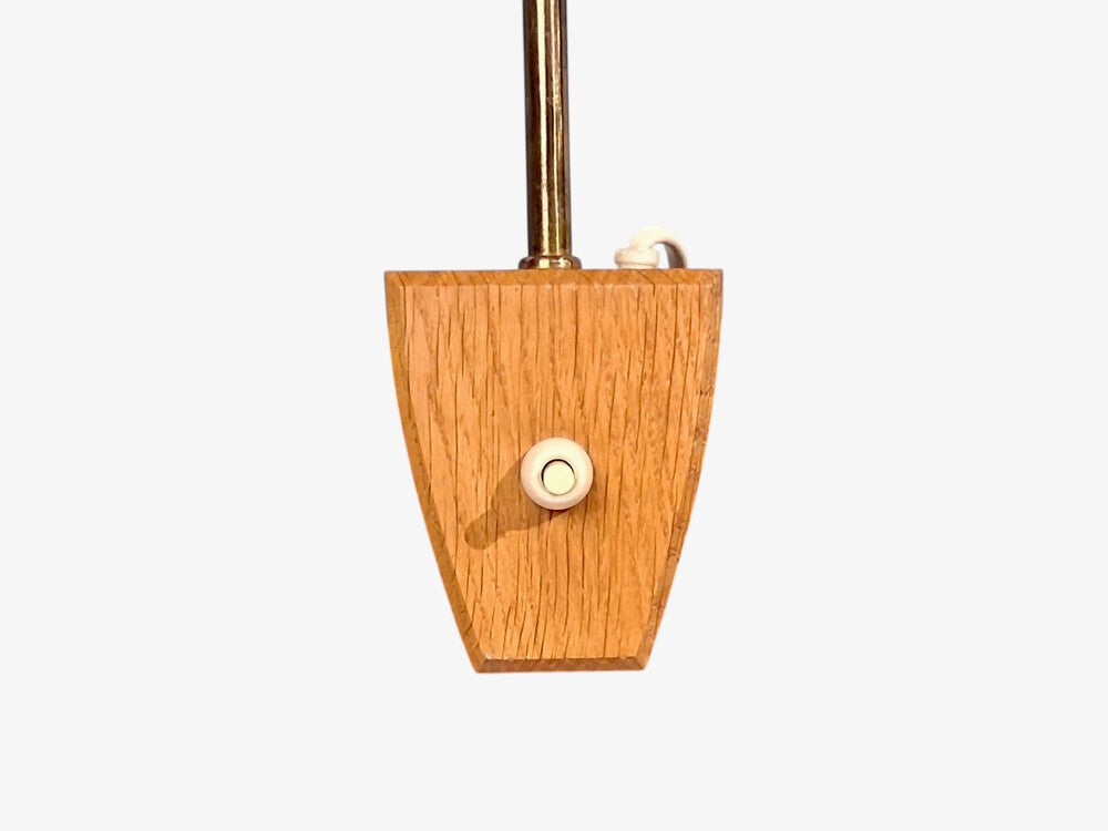 Swedish Modern, Clip-On Task Light, Brass, Wood, Glass, Sweden, 1950s