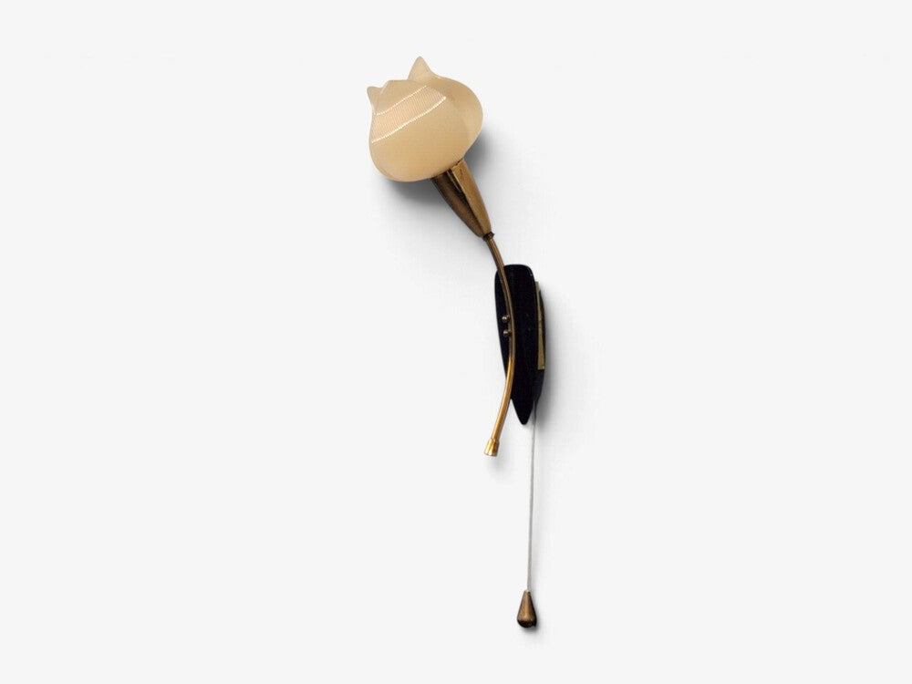Scandinavian Modern, Tulip Wall Sconce, Brass, Plastic, Sweden, 1950s
