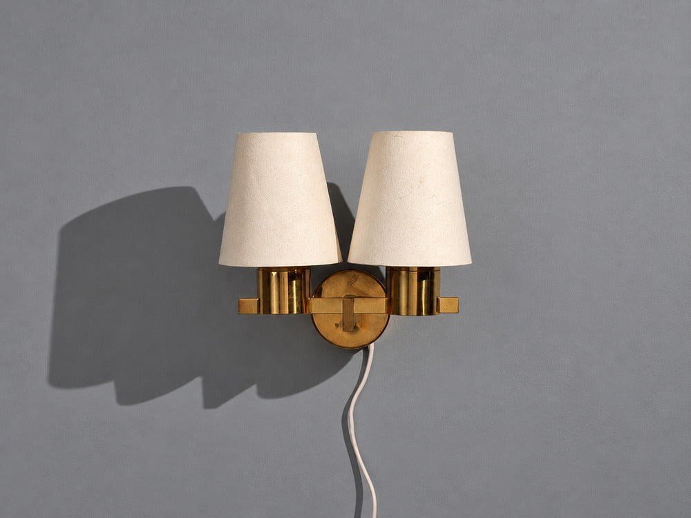 Hans-Agne Jakobsson, Double Arm Wall Sconce, Brass, Sweden, 1960s