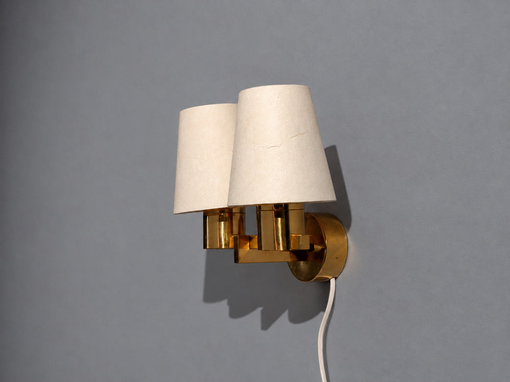 Hans-Agne Jakobsson, Double Arm Wall Sconce, Brass, Sweden, 1960s