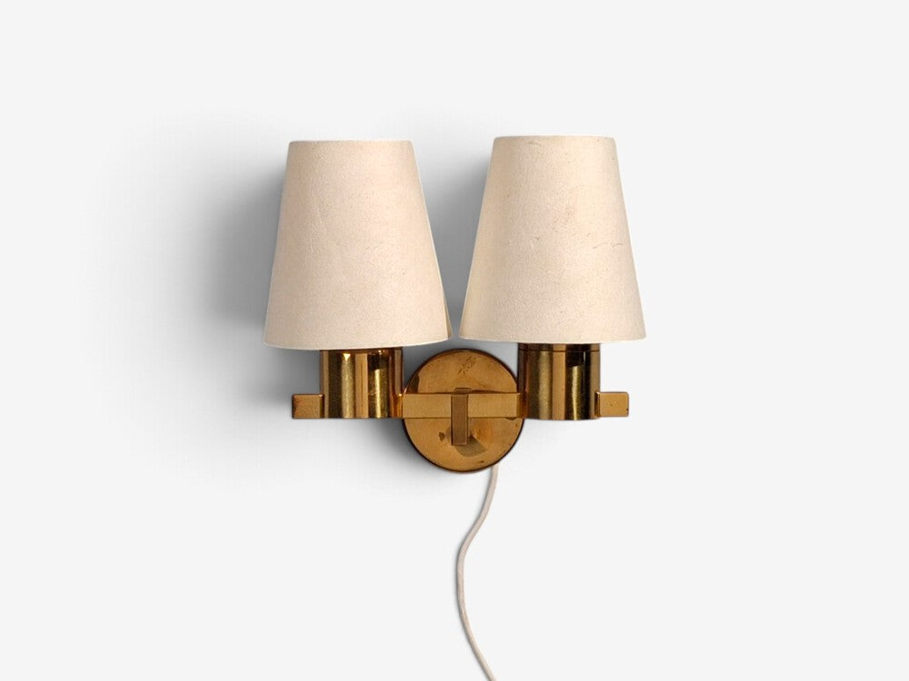 Hans-Agne Jakobsson, Double Arm Wall Sconce, Brass, Sweden, 1960s