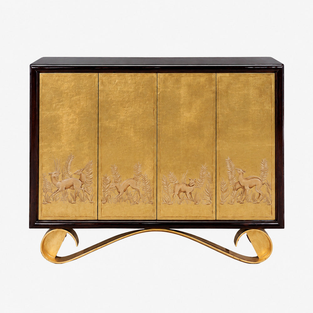 Jean de Merry, Rare Cassetto Cabinet, Gilt Polychrome, Mahogany, France, 2010s
