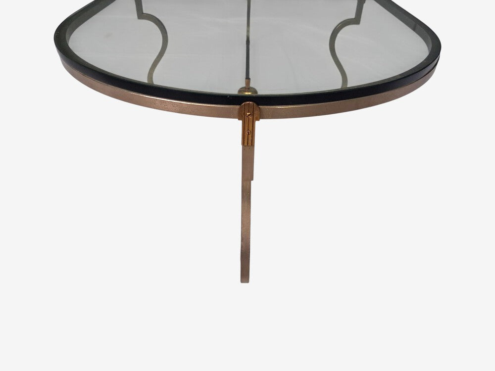Tommi Parzinger, Unique Coffee Table, Brushed Steel, Glass, USA, 1950s