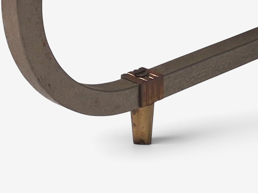 Tommi Parzinger, Unique Coffee Table, Brushed Steel, Glass, USA, 1950s