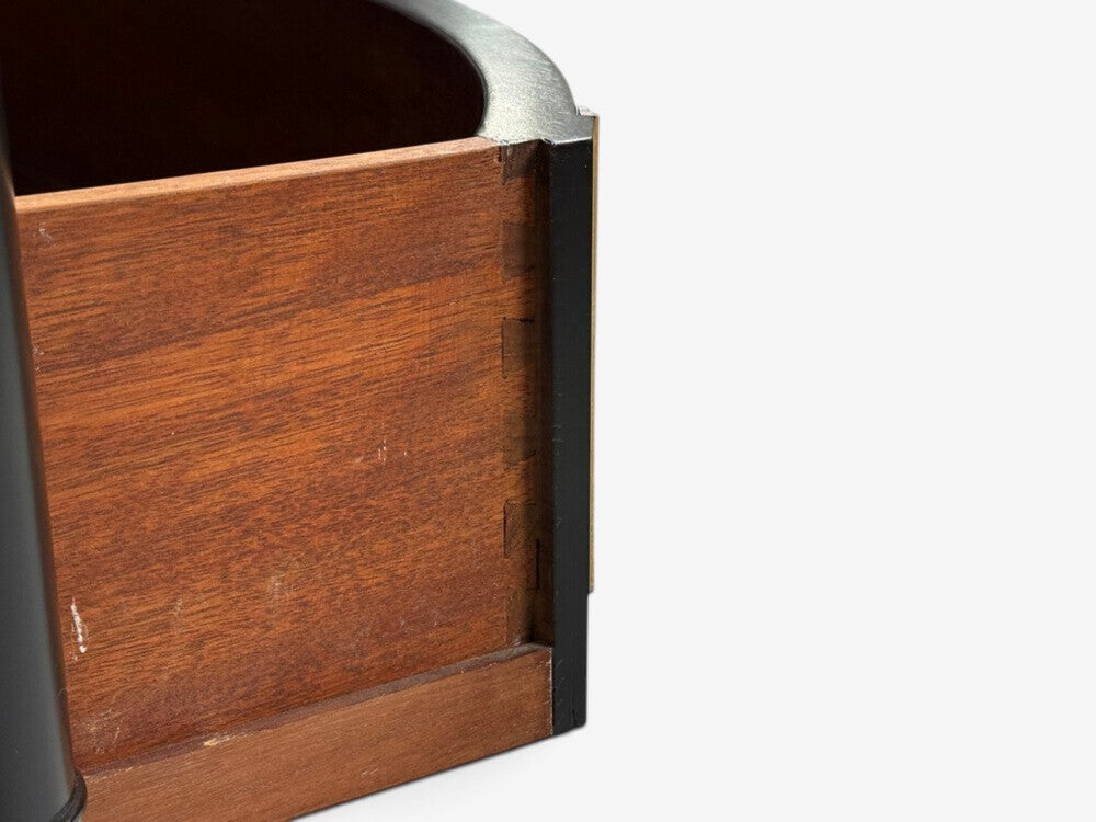 Maison Jansen Style, Louis XVI Bow Front Chest, Ebonized Wood, France, 1900s