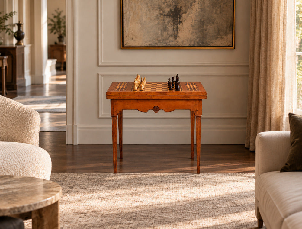 Louis XVI, French Provincial Games Table, Parquetry, Fruitwood, France, 1800s