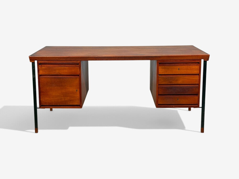 Peter Hvidt & Orla Mølgaard-Nielsen, Executive Desk, Teak, Steel, Denmark, 1959