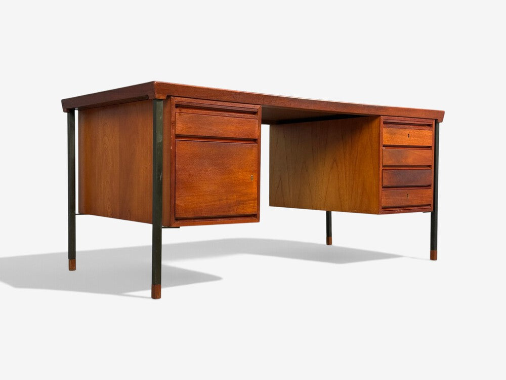 Peter Hvidt & Orla Mølgaard-Nielsen, Executive Desk, Teak, Steel, Denmark, 1959