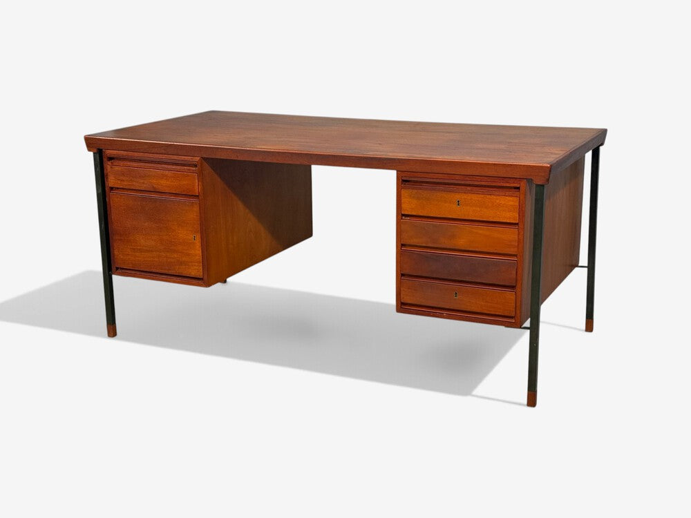Peter Hvidt & Orla Mølgaard-Nielsen, Executive Desk, Teak, Steel, Denmark, 1959