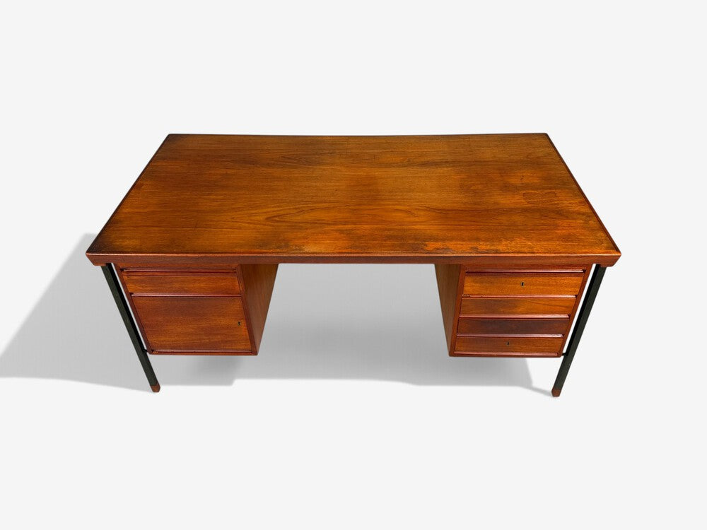 Peter Hvidt & Orla Mølgaard-Nielsen, Executive Desk, Teak, Steel, Denmark, 1959