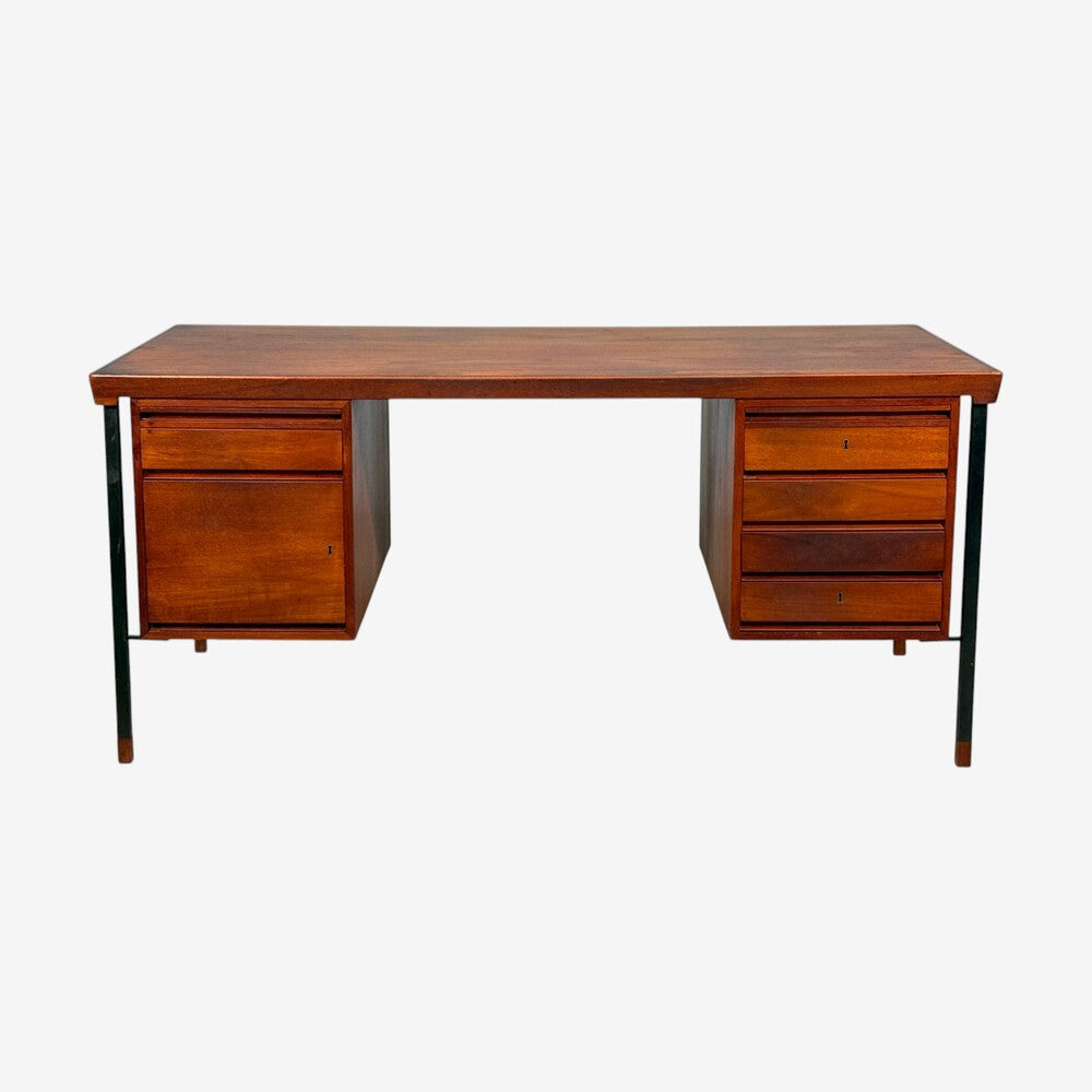 Peter Hvidt & Orla Mølgaard-Nielsen, Executive Desk, Teak, Steel, Denmark, 1959