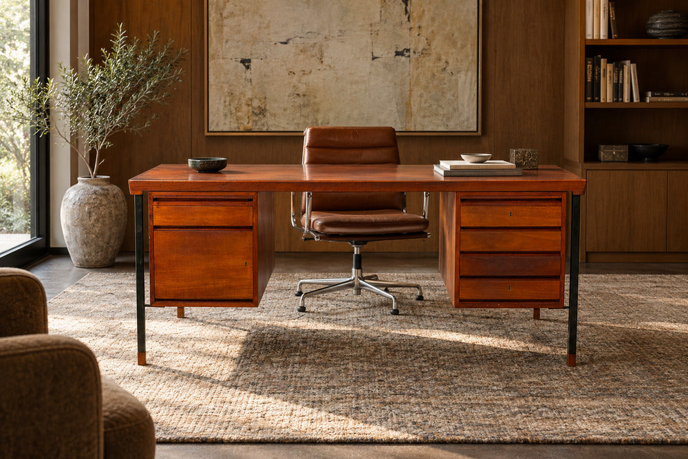 Peter Hvidt & Orla Mølgaard-Nielsen, Executive Desk, Teak, Steel, Denmark, 1959