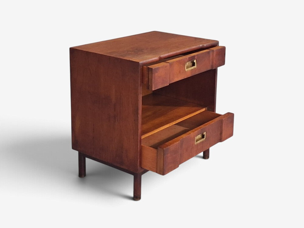 John Widdicomb, American Modern, Nightstand, Walnut, Brass, USA, 1960s