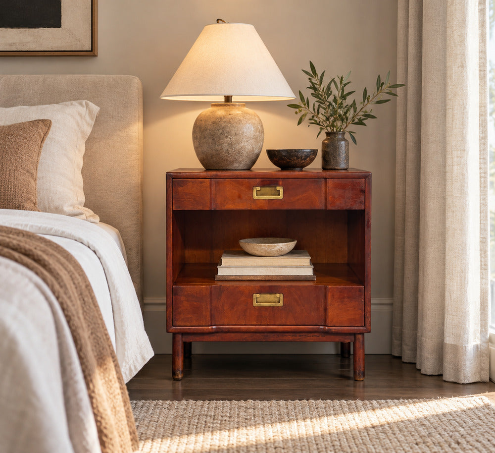 John Widdicomb, American Modern, Nightstand, Walnut, Brass, USA, 1960s
