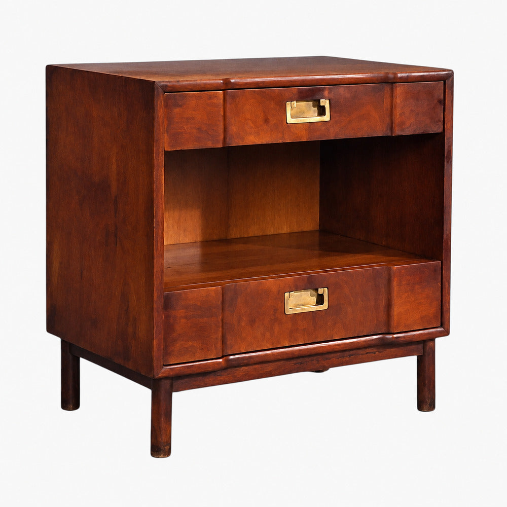 John Widdicomb, American Modern, Nightstand, Walnut, Brass, USA, 1960s