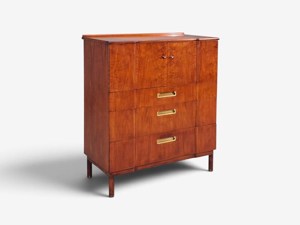 John Widdicomb, American Modern, Gentleman's Chest, Walnut, Brass, USA, 1960s