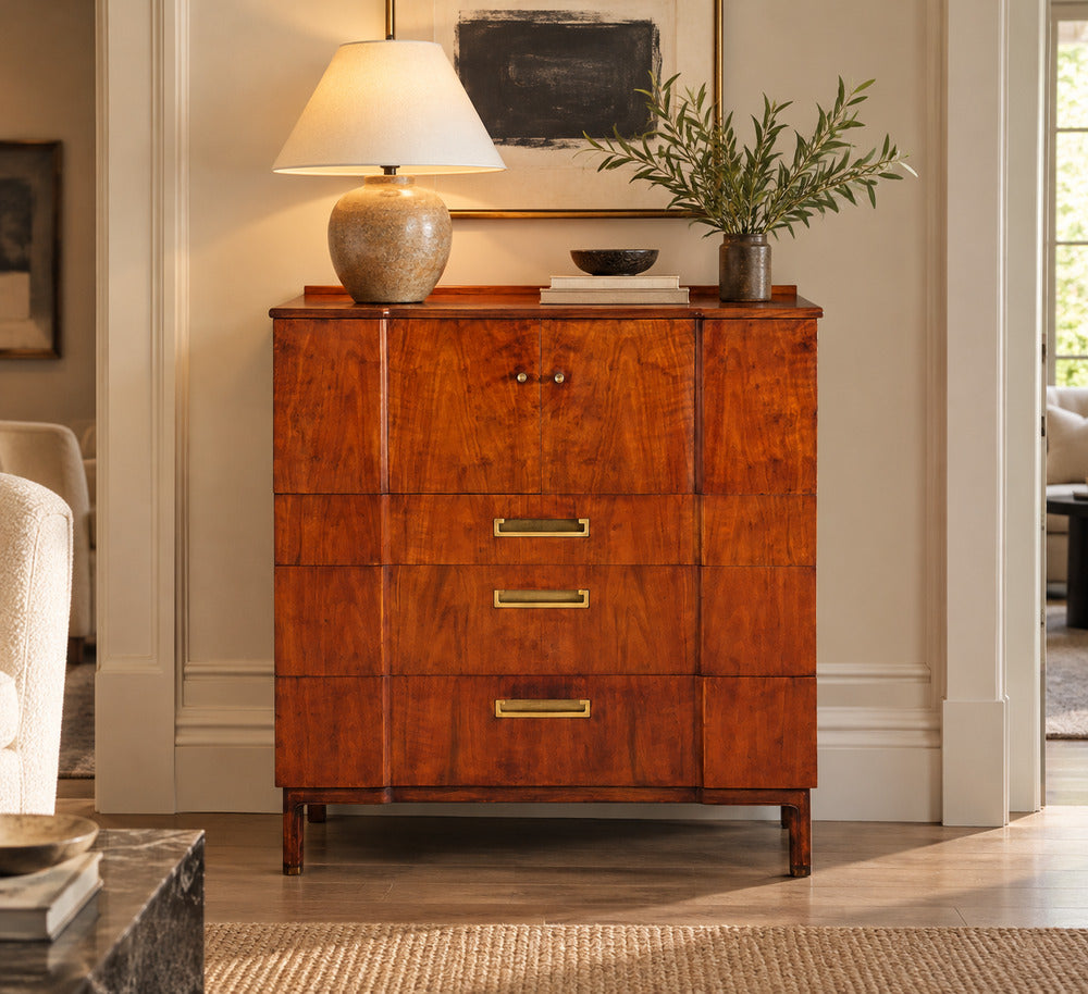 John Widdicomb, American Modern, Gentleman's Chest, Walnut, Brass, USA, 1960s