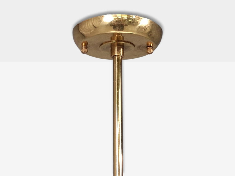 Edward Wormley Attr., Perforated Chandelier, Brass, Lacquered Metal, USA, 1950s
