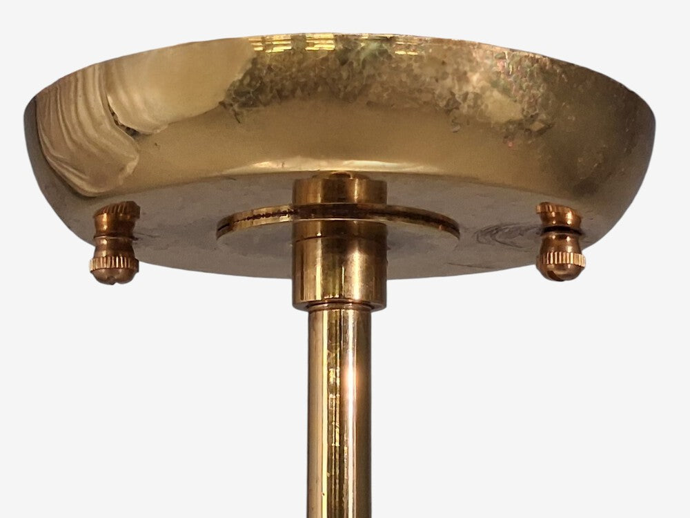Edward Wormley Attr., Perforated Chandelier, Brass, Lacquered Metal, USA, 1950s