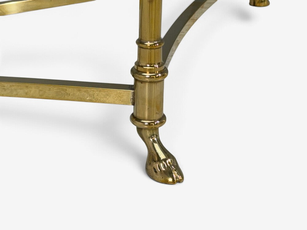 LaBarge, German Modern, Demilune Console Table, Brass, Glass, Germany, 1970s