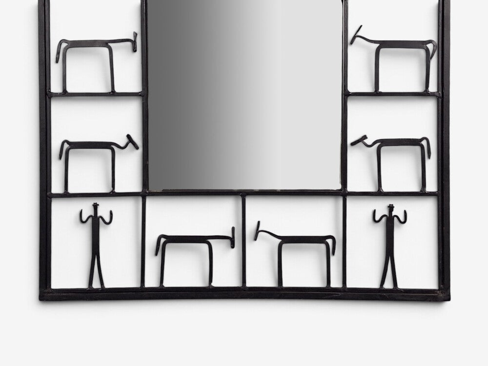 Frederic Weinberg, American Modern, Figural Wall Mirror, Iron, USA, 1950s