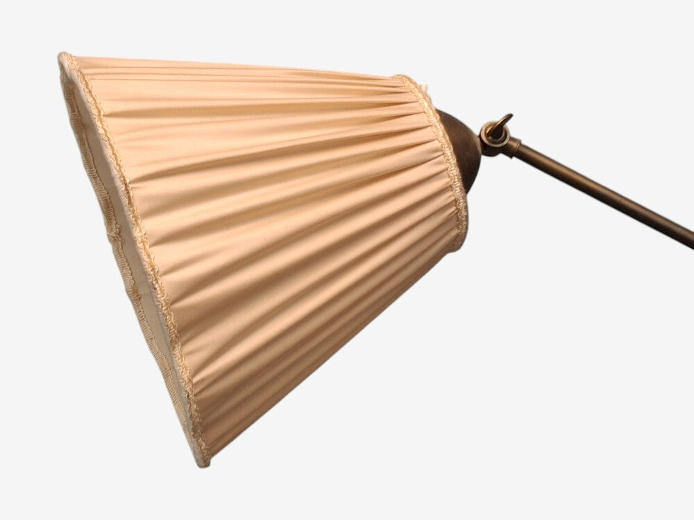 Swedish Art Deco, Double Floor Lamp, Burl Wood, Metal, Fabric, Sweden, 1940s