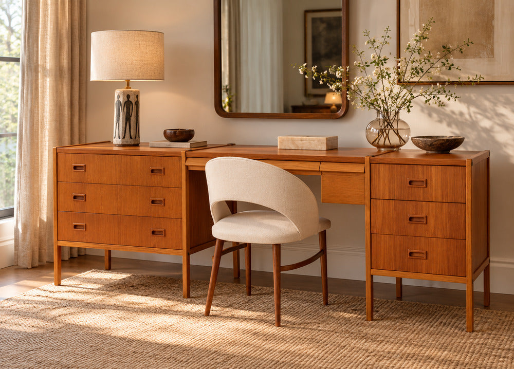 Bertil Fridhagen, Swedish Modern, Vanity Chair, Wood, Upholstery, Sweden, 1960s