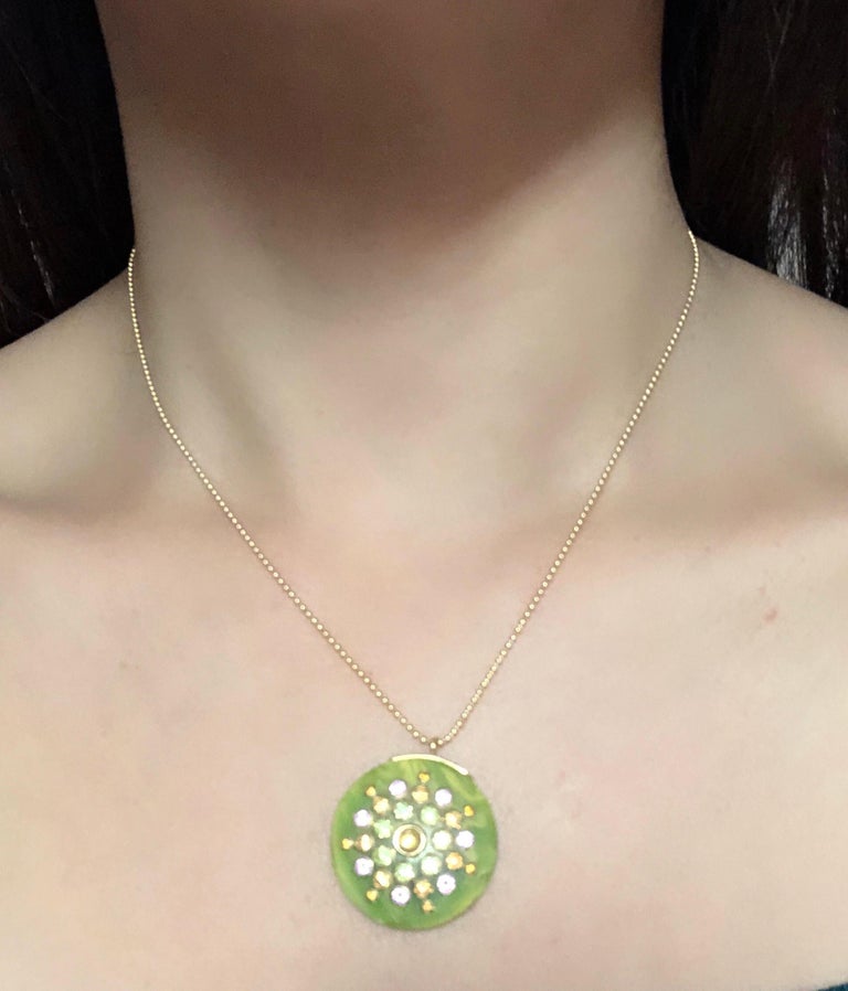 Mark Davis 18Kt Yellow Gold Necklace with Jeweled Pendant