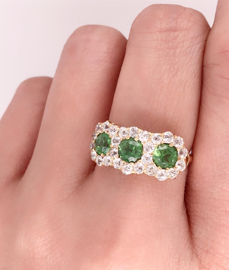 Three-Stone Emerald and Diamond Modern Ring