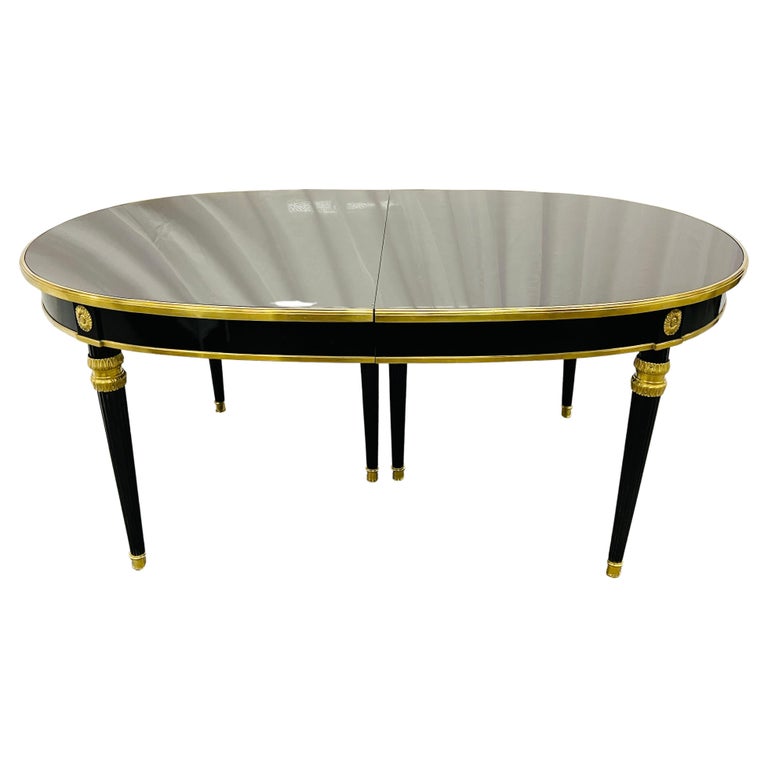 Maison Jansen Ebony Dining Table. Louis XVI Style 2 Leaves.