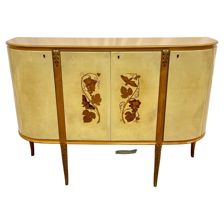 Giovanni Gariboldi Parchment Bar Cabinet, Sideboard, Paolo Buffa, Italian