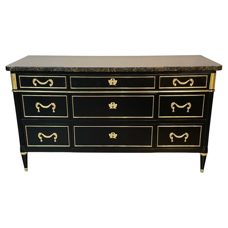 French Hollywood Regency Chest or Commode by Maison Jansen, Bronze, Marble