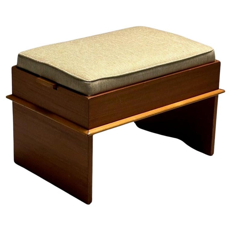 Paul Frankl, Johnson Furniture, Station Wagon Storage Bench, Rock Maple, Fabric, 1950s