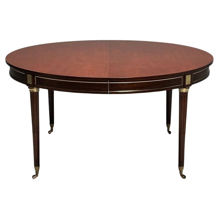 Maison Jansen Style, French Louis XVI, Dining Table, Circular, Mahogany, Bronze