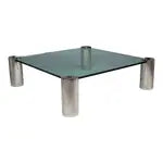Mid-Century Modern Karl Springer Signed Chrome Coffee, Cocktail Table, Glass Top