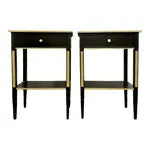 Pair of Russian Neoclassical Style Ebony Finish One Drawer Stands or End Tables