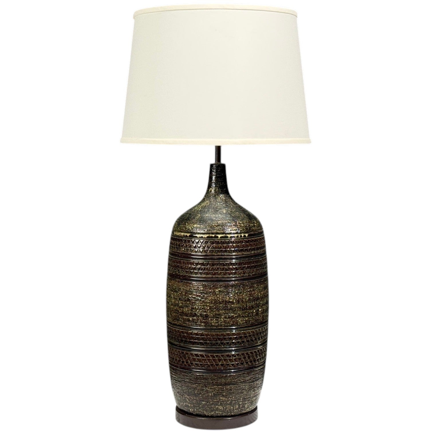 Bitossi attr., Monumental Table Lamp, Green Glazed Ceramic, Italy, 1960s