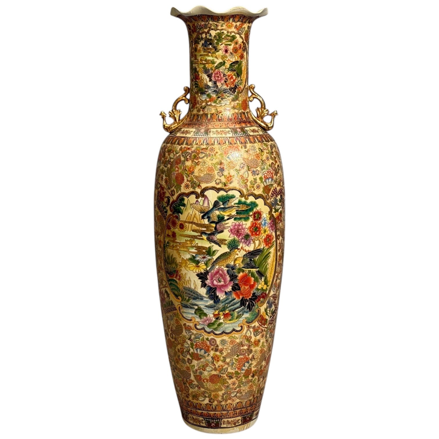Chinese Rose Medallion, Monumental Floor Vase, Porcelain, Gilt, China, 20th c.