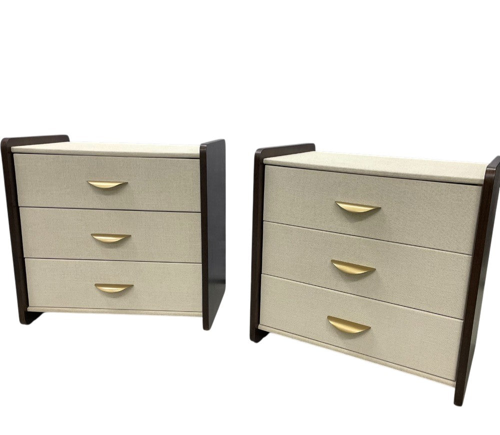 Pair of Modern Linen Chest, Nightstands, Dressers, Walnut, Custom American
