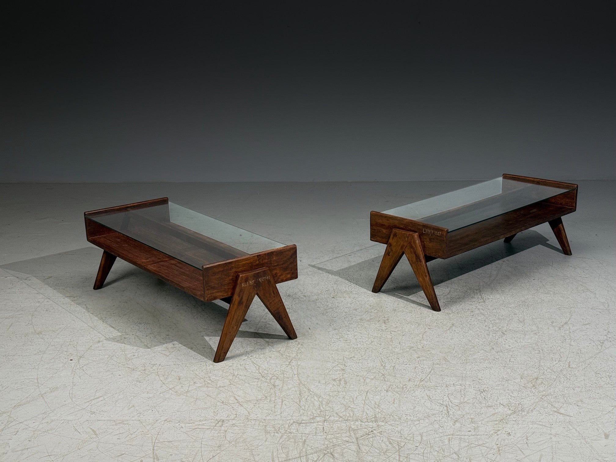 Pierre Jeanneret, Coffee Table, Teak, Glass, Chandigarh, India, 1960s