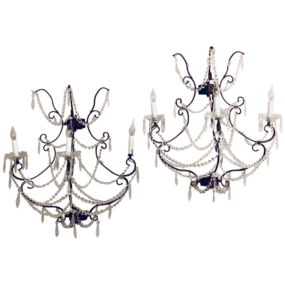 3 Pair Metal Timothy Oulton Paris Wall Sconces In The Style Of Niemann Weeks