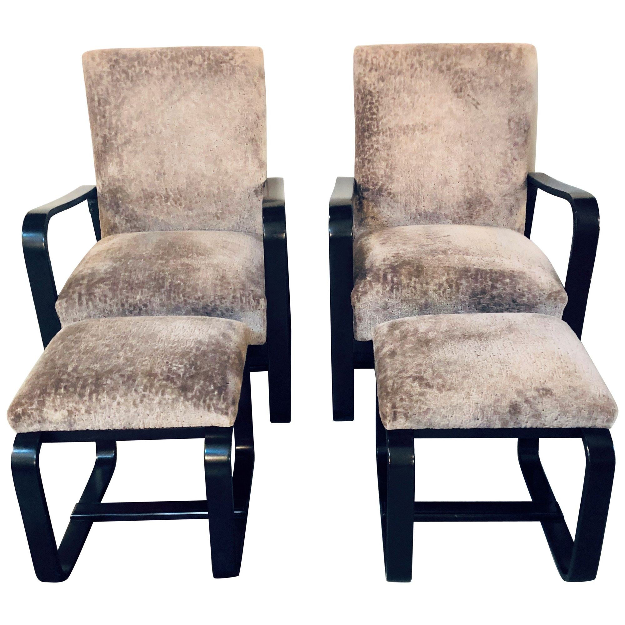 Giuseppi Pagano, Art Deco, Bentwood, Armchairs & Ottomans, Italy, 1940s