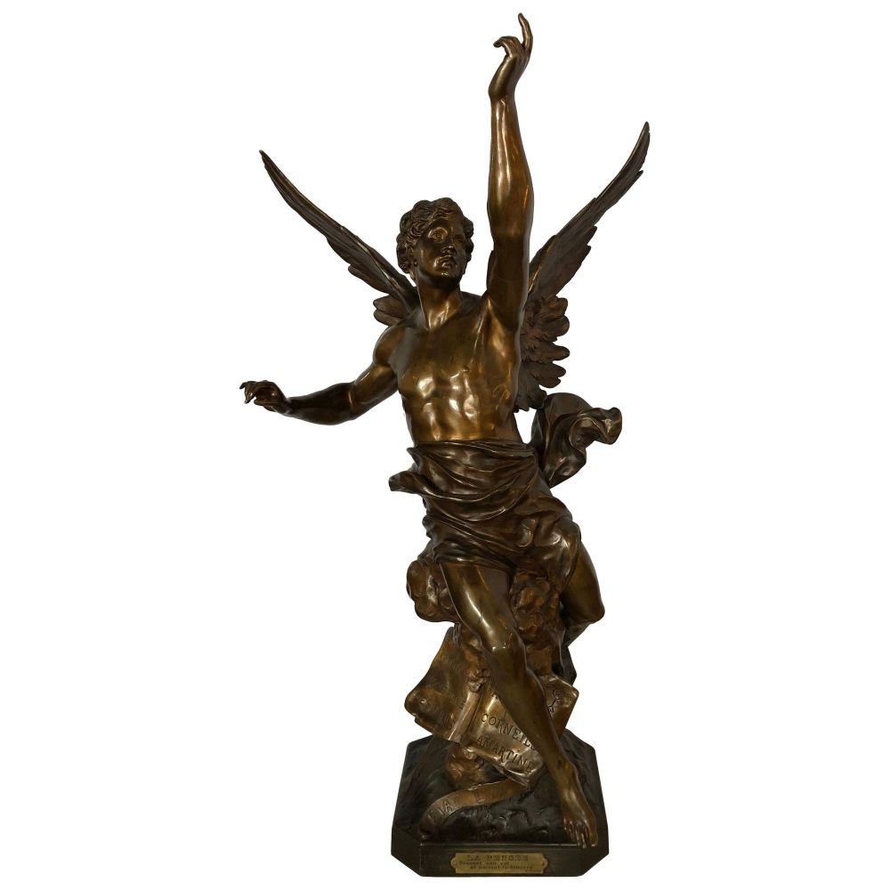 La Pensee by Emile Louis Picault Bears Foundry Mark 19th Century Bronze Statue