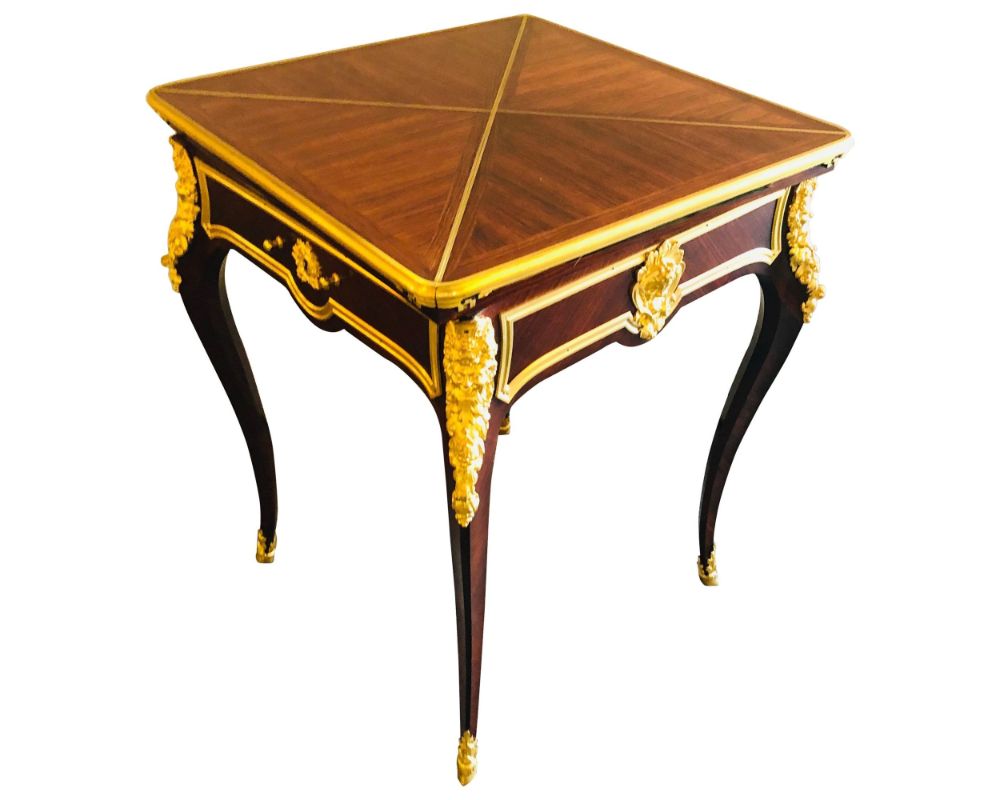 19th Century French Ormolu Folding Card Envelope Table, Signed P. Sormani