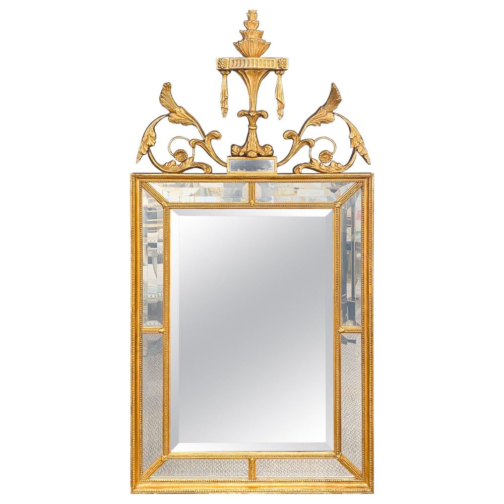 Adams Style Gilt Carved Wall Mirror with All Beveled Inserts