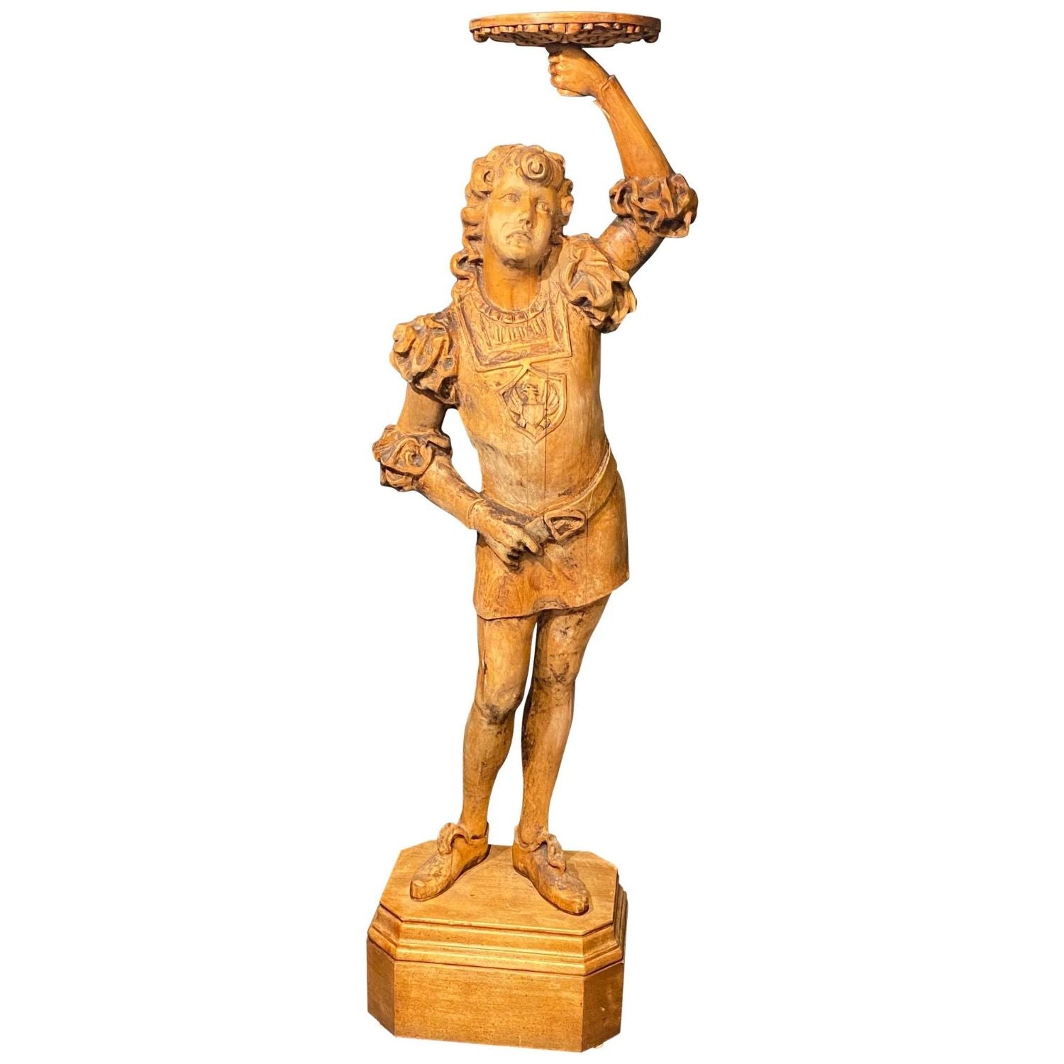 Italian Carved Wood Figural Card Stand, Receiver, Late 18th Century