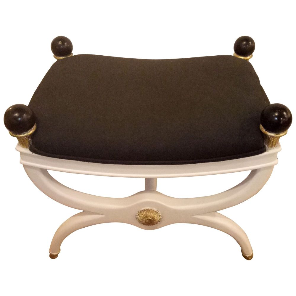 White Painted and Gilt Decorated X from Bench / Footstool