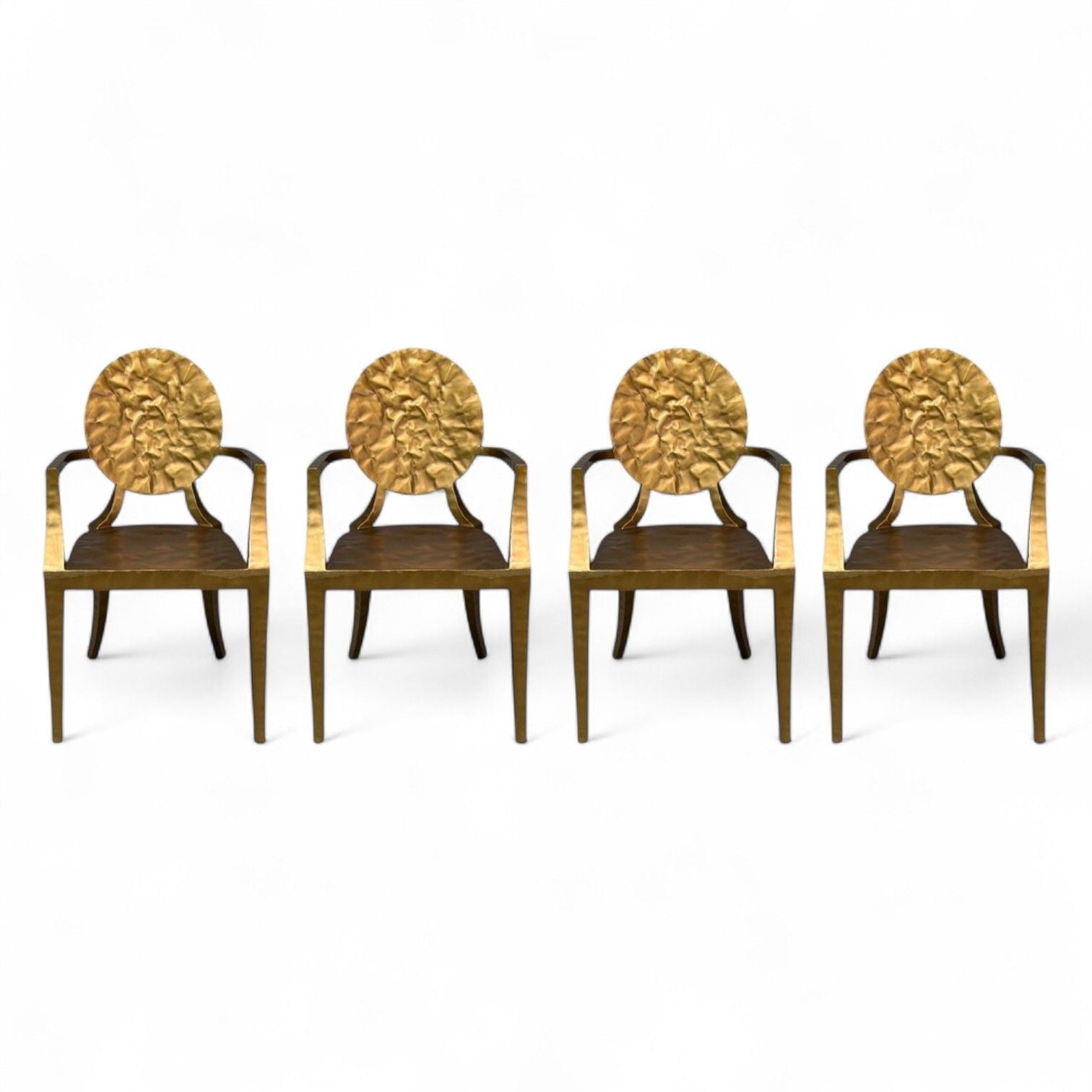 Made Goods, Hammered Gilt Iron, Six Daphne Dining Chairs, Philippines, 21st C.